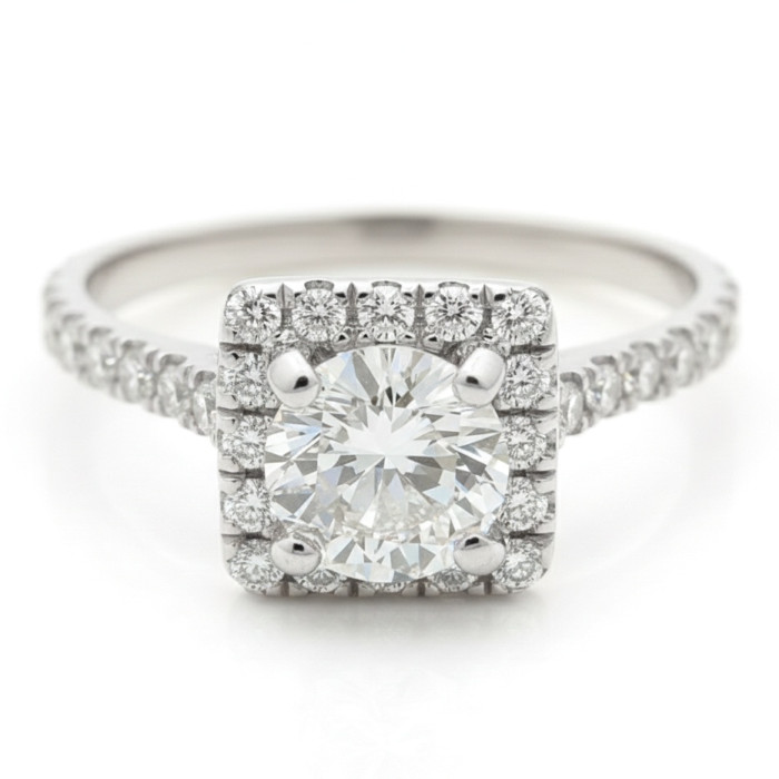 White Gold Halo Engagement Ring (2294)