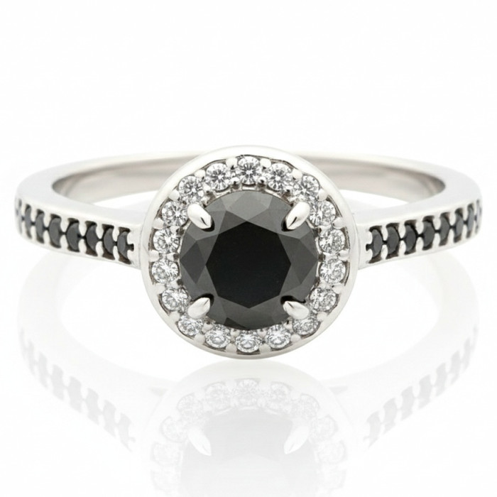 White Gold Ring with Black Diamonds (2304)