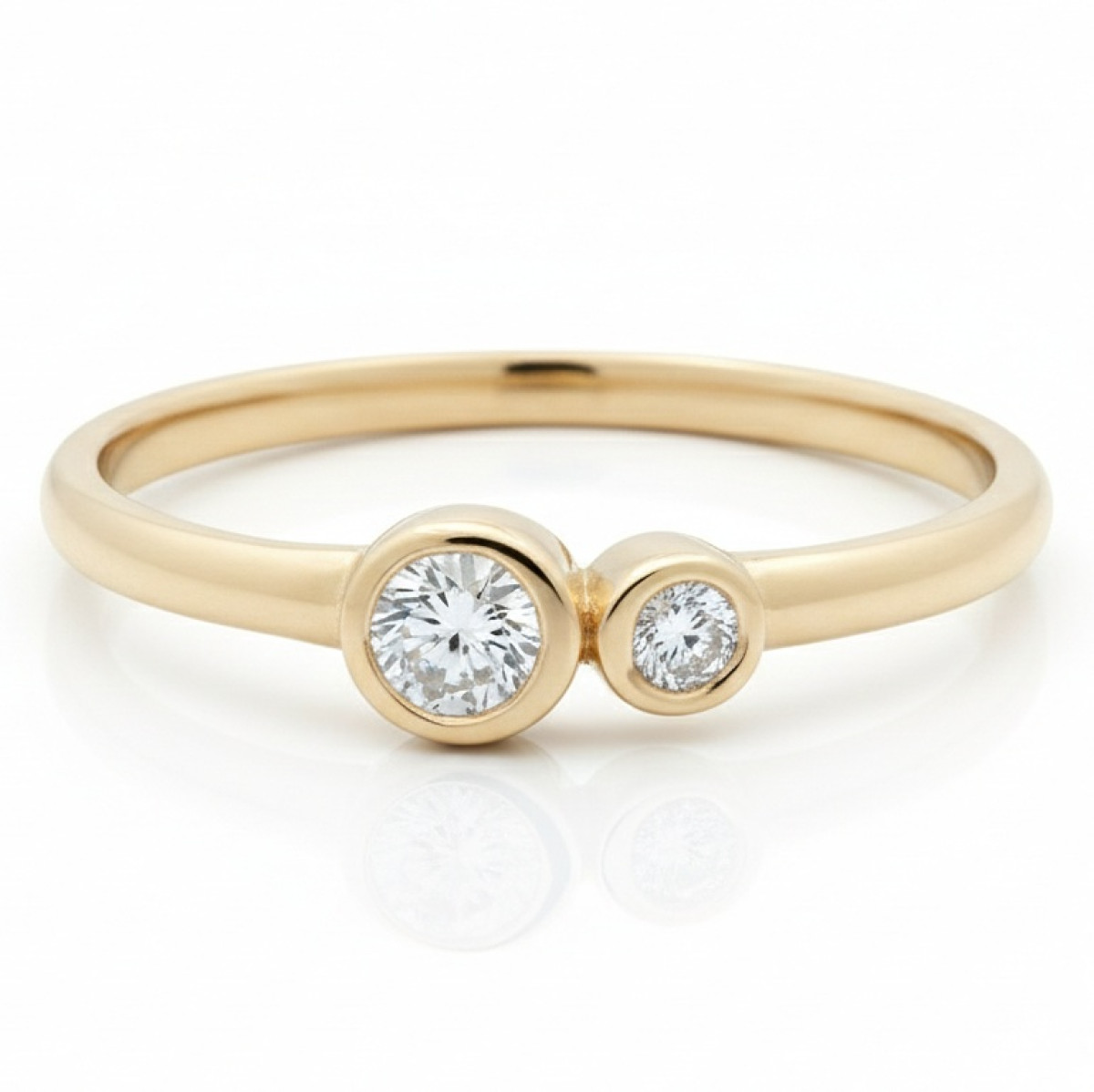 Yellow Gold Engagement Ring with Two Diamonds (2391), Modern engagement rings, Gold type: 585, Item in the photo weight: 1.31 g, Gemstone: Brilliant, Gemstone ct.: 0.10-0.19 ct, Gemstone ct.: 0.13 ct - Jewelry online