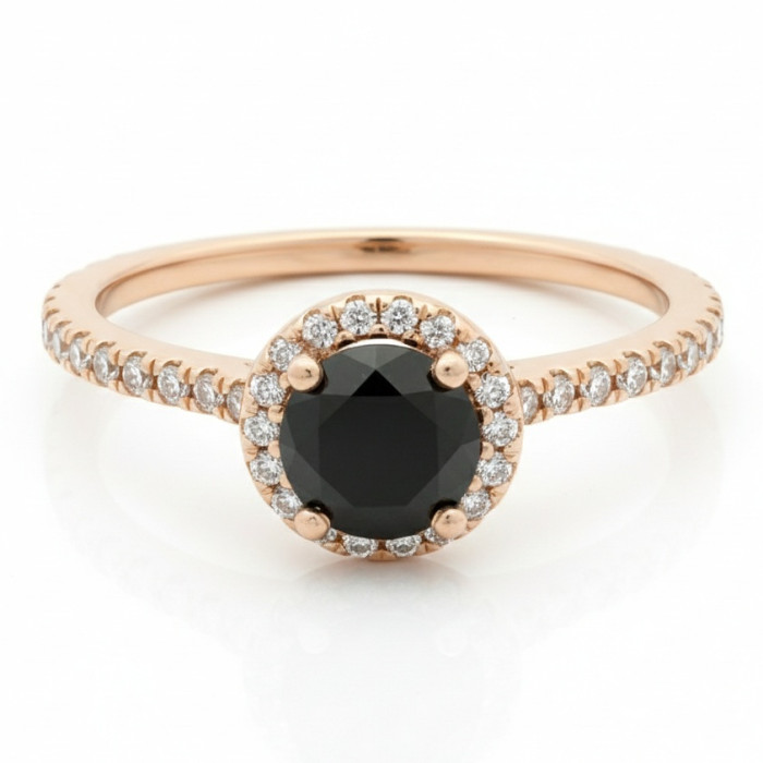 Rose Gold Halo Ring with Black Diamond (2531)