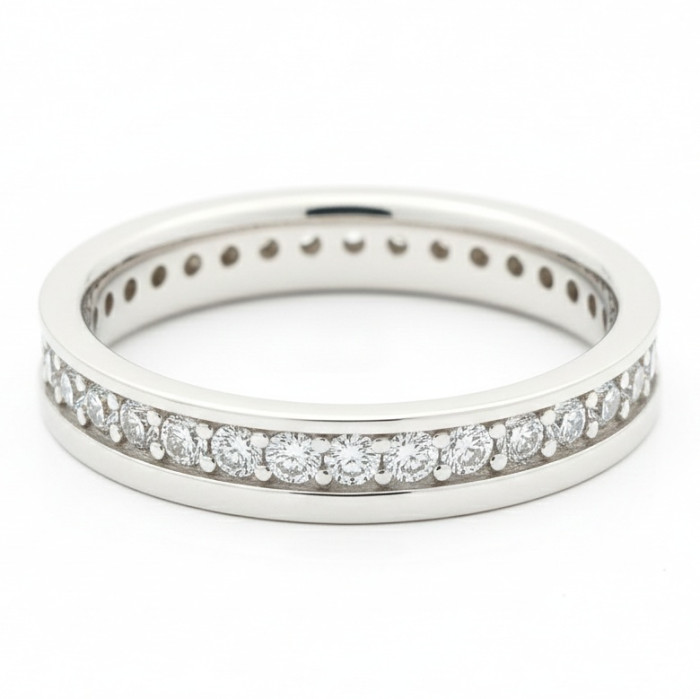 White Gold Classic Ring with Diamond Stripe (2556)