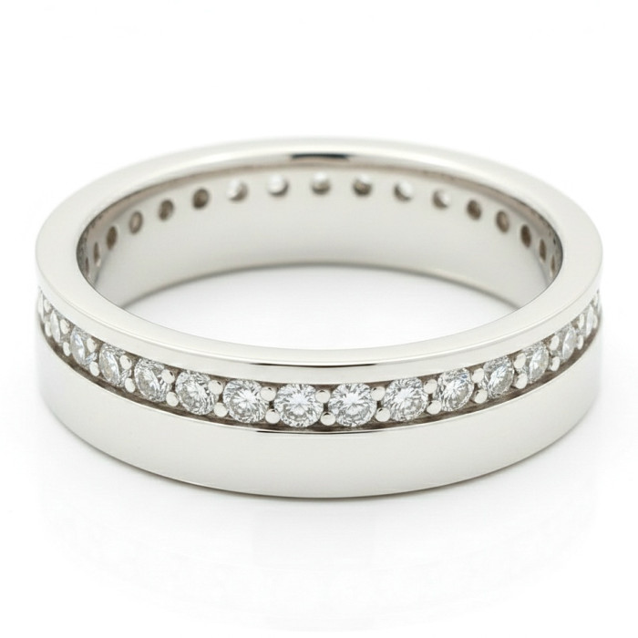 White Gold Classic Ring with Diamond Stripe (2557)