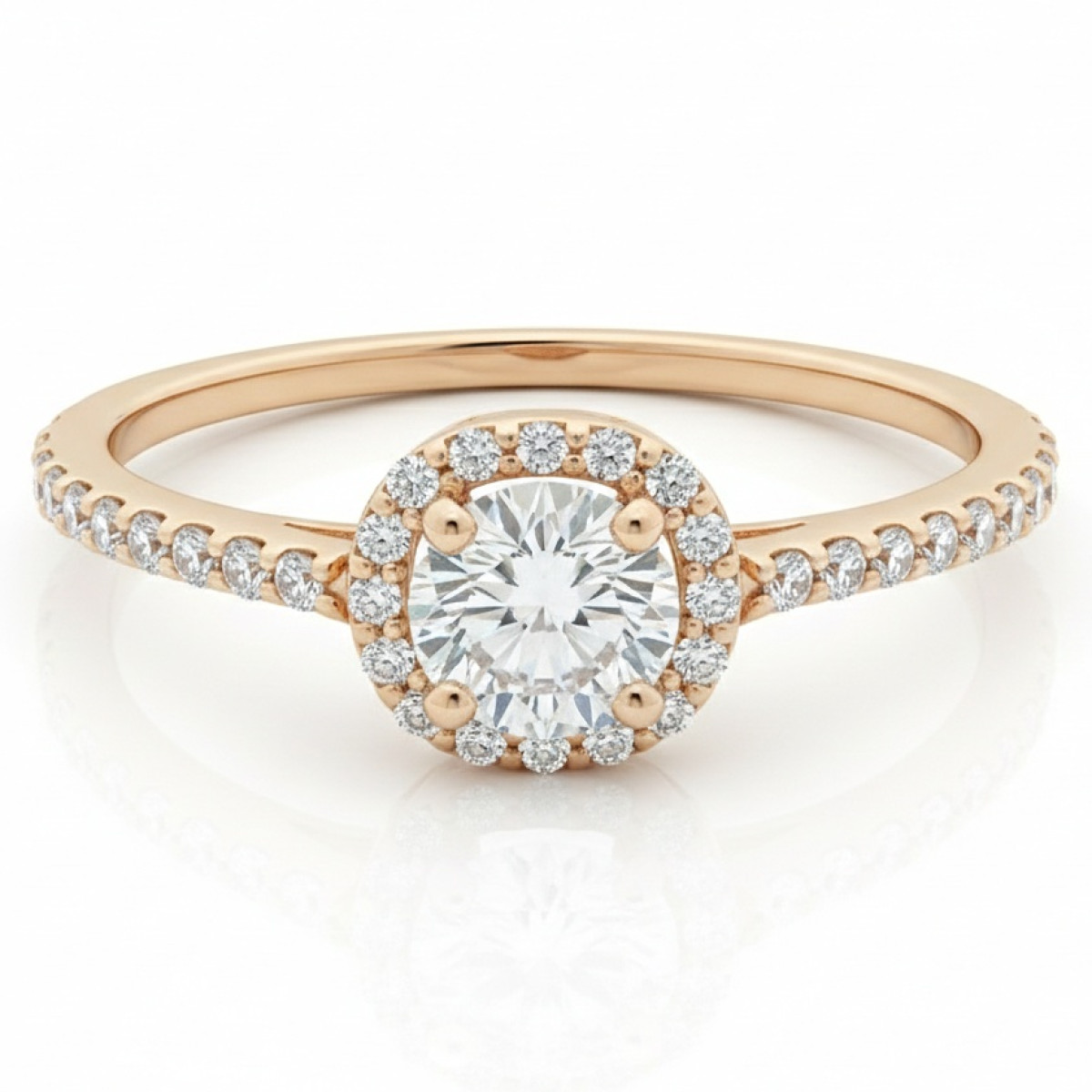 Halo Diamond Engagement Ring (2576), Halo, Gold type: 585, Item in the photo weight: 1.34 g, Gemstone: Brilliant, Gemstone ct.: 0.30 ct (GIA 6442102536), Gemstone ct.: 0.30-0.69 ct,  Weight of extra gems: 0.22 ct - Jewelry online