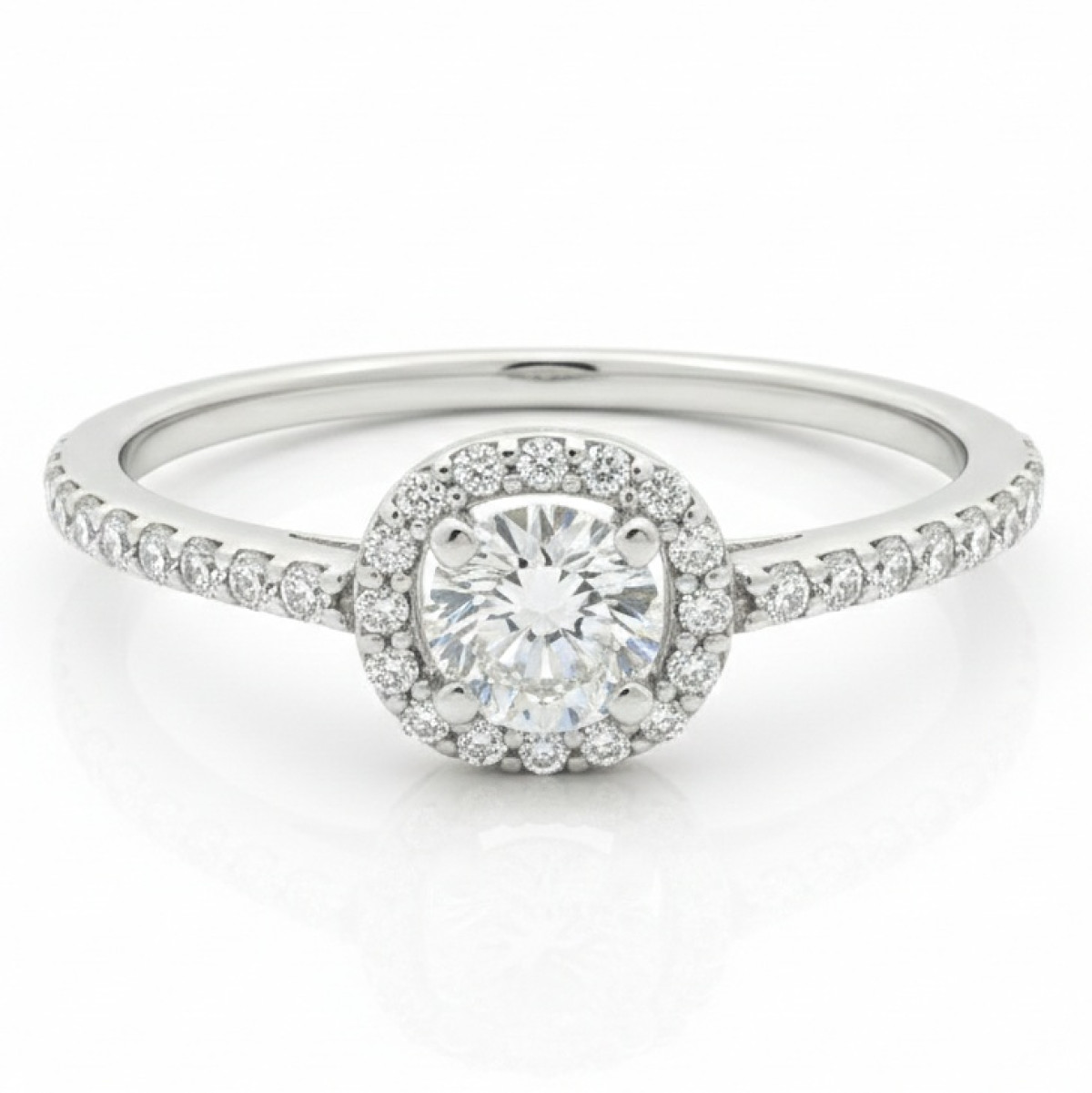 White Halo Diamond Engagement Ring (2578), Halo, Gold type: 585, Item in the photo weight: 1.38 g, Gemstone: Brilliant, Gemstone ct.: 0.30-0.69 ct, Gemstone ct.: 0.30 ct (GIA 1343918120),  Weight of extra gems: 0.22 ct - Jewelry online