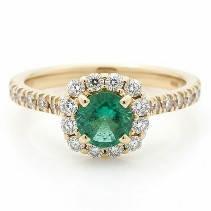 Yellow Gold Ring with Emerald and Diamonds (2586)