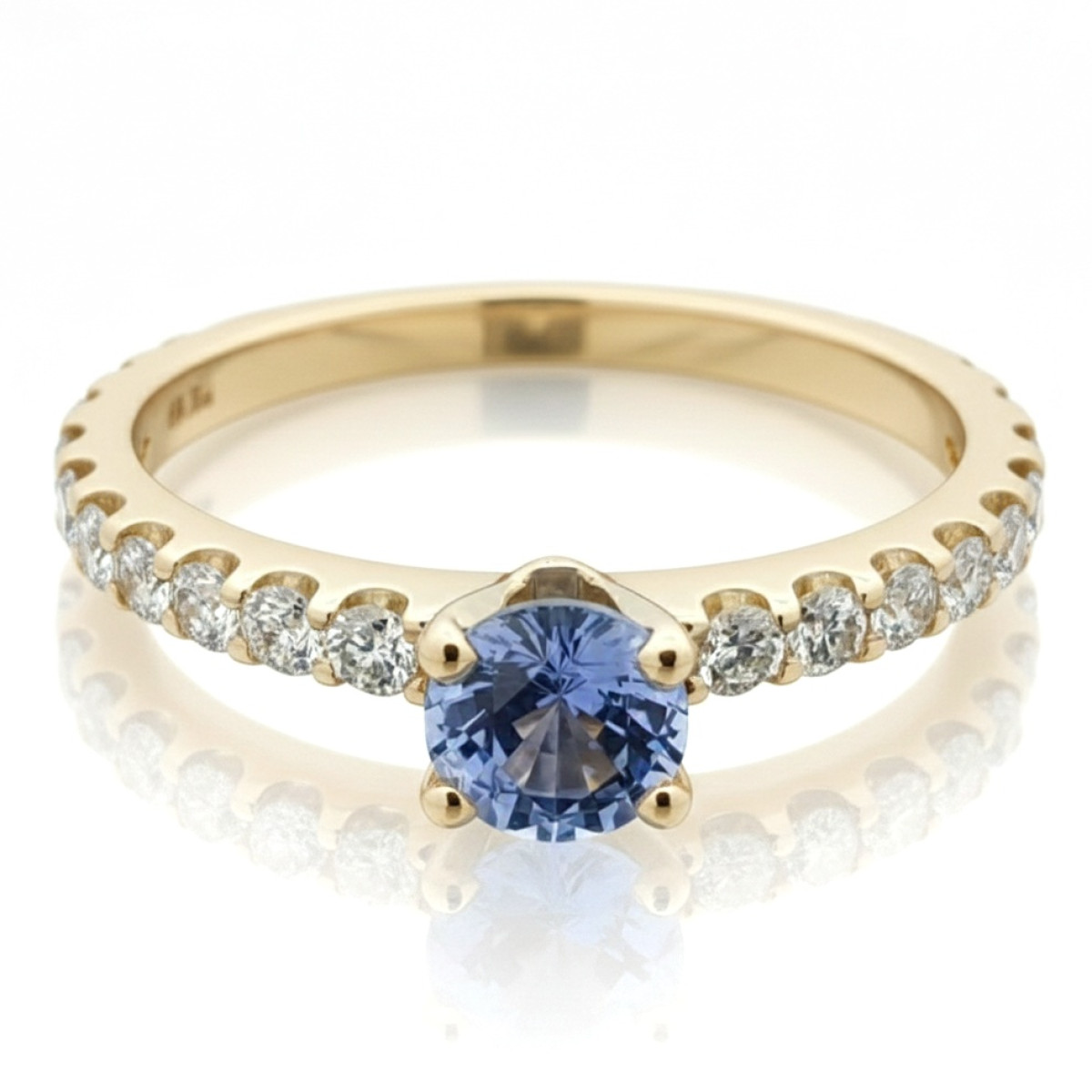 Yellow Gold Ring with Blue Sapphire and Diamonds (2587), Women's Rings, Gold type: 585, Item in the photo weight: 2.76 g, Gemstone: Sapphire, Gemstone ct.: 0.50 ct, Gemstone ct.: 0.70-1.50 ct,  Weight of extra gems: 0.22 ct - Jewelry online