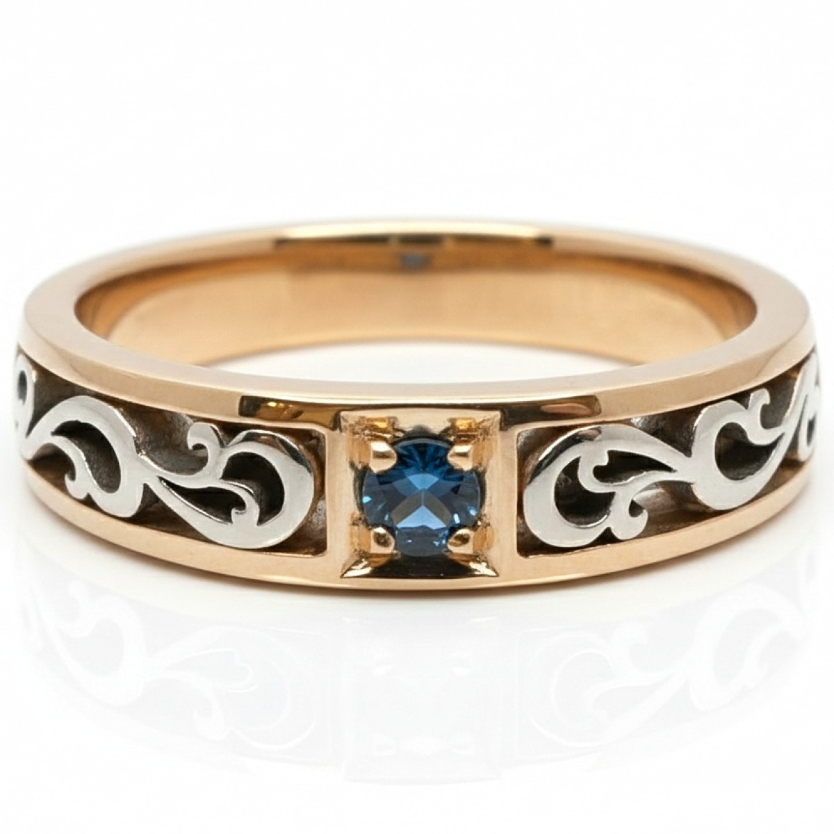 Gold ring with sapphire "Fausta" (2684), Women's Rings, Gold type: 585, Item in the photo weight: 4.81 g, Gemstone: Sapphire, Gemstone ct.: 0.10-0.19 ct, Gemstone ct.: 0.10 ct - Jewelry online