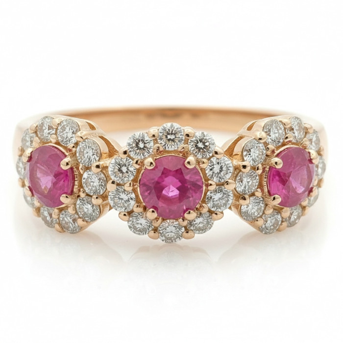 Halo Ring with Rubies and Diamonds (2700)