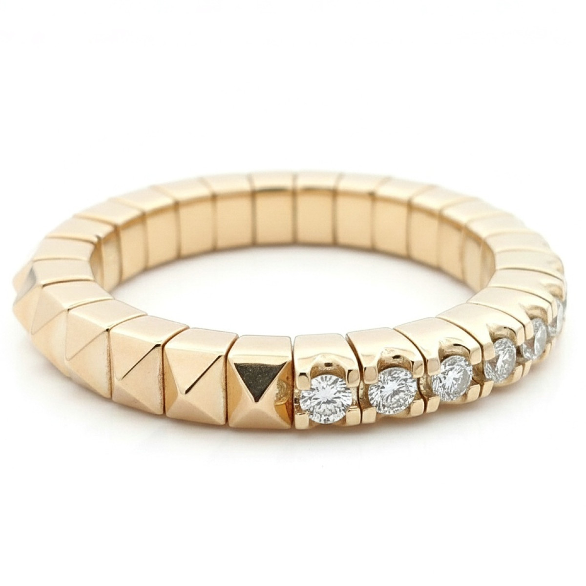 Elastic ring with a row of diamonds (2710), Diamond bands, Gold type: 585, Item in the photo weight: 5.16 g, Gemstone: Brilliant, Gemstone ct.: 0.30-0.69 ct, Gemstone ct.: 0.50 ct,  Number of holes: 14 vnt. - Jewelry online