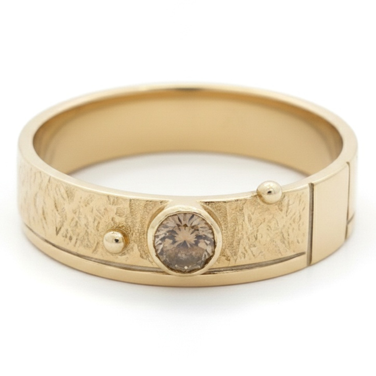 Pink gold ring with cognac diamond (2715), Women's Rings, Gold type: 585, Item in the photo weight: 5.57 g, Gemstone: Brilliant, Gemstone ct.: 0.10-0.19 ct, Gemstone ct.: 0.18 ct - Jewelry online