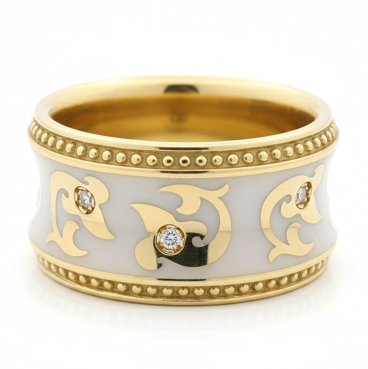 Unique gold ring covered with enamel and diamonds (2717), Women's Rings, Gold type: 750, Item in the photo weight: 12.95 g, Gemstone: Brilliant, Gemstone ct.: 0.06 ct, Gemstone ct.: 0.01-0.09 ct - Jewelry online