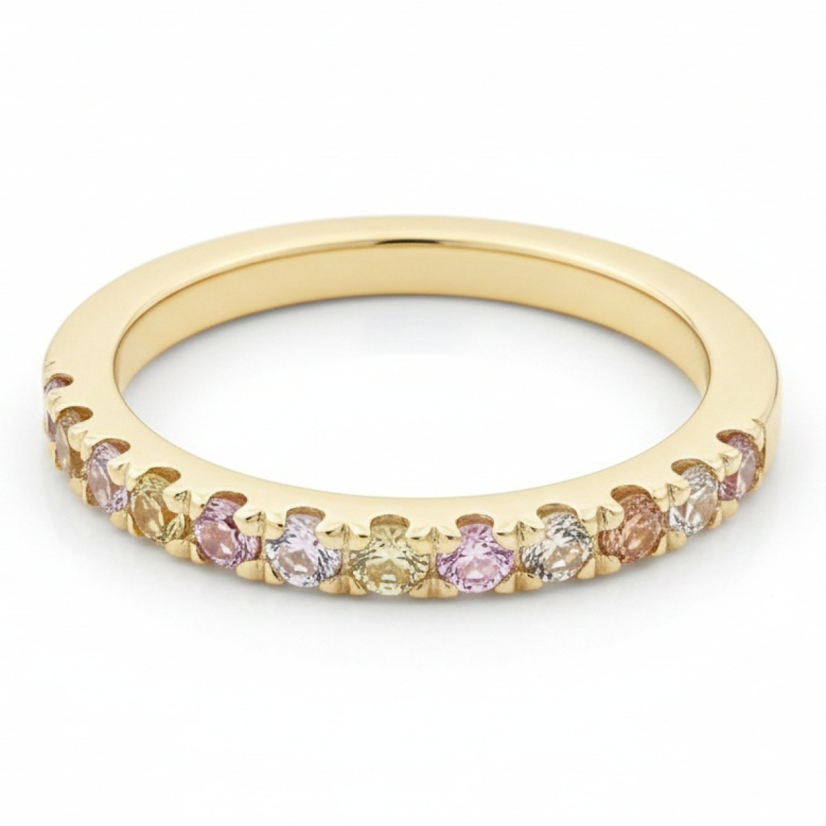 Gold ring decorated with a ribbon of coloured sapphires , Women's Rings, Gold type: 585, Item in the photo weight: 2.31 g, Gemstone: Sapphire, Gemstone ct.: 0.52 ct, Gemstone ct.: 0.30-0.69 ct - Jewelry online