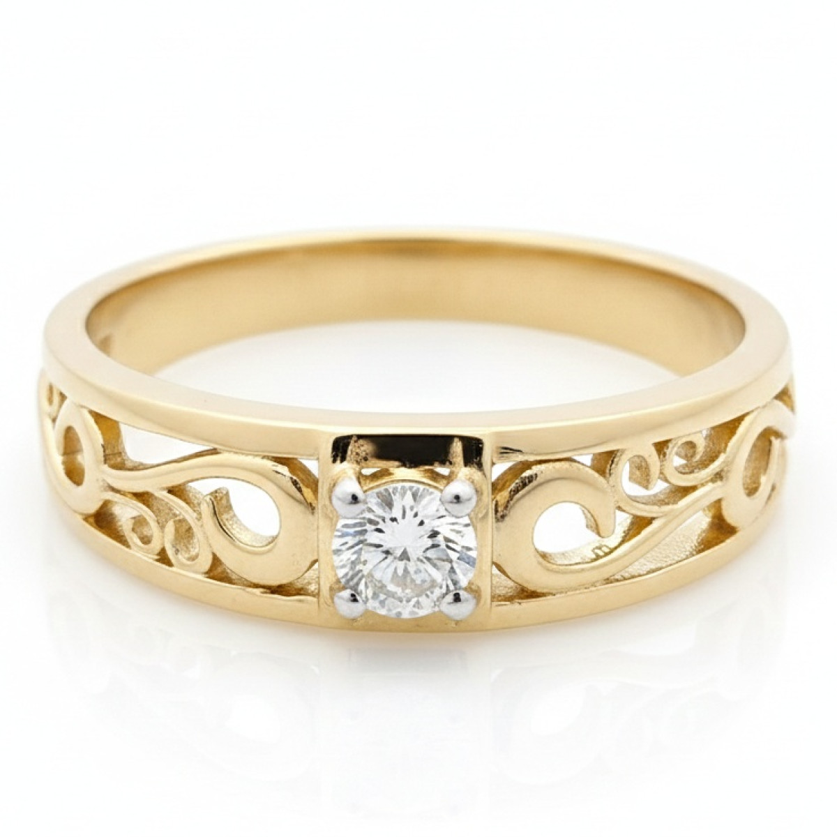 Yellow gold elegant ring with diamond (2805), Women's Rings, Gold type: 585, Item in the photo weight: 3.35 g, Gemstone: Brilliant, Gemstone ct.: 0.15 ct, Gemstone ct.: 0.10-0.19 ct - Jewelry online