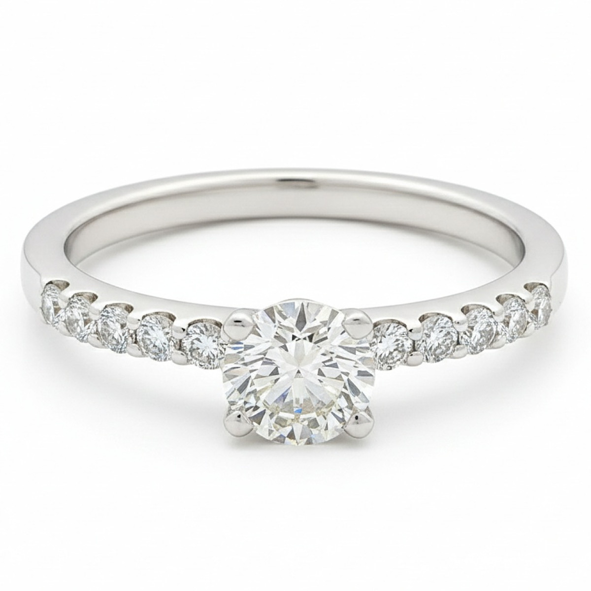 White gold engagement ring with diamond (2812), Modern engagement rings, Gold type: 585, Item in the photo weight: 2.87 g, Gemstone: Brilliant, Gemstone ct.: 0.50 ct , Gemstone ct.: 0.30-0.69 ct,  Weight of extra gems: 0.22 ct - Jewelry online
