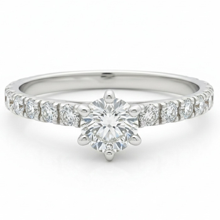 White gold engagement ring with diamonds (2813)