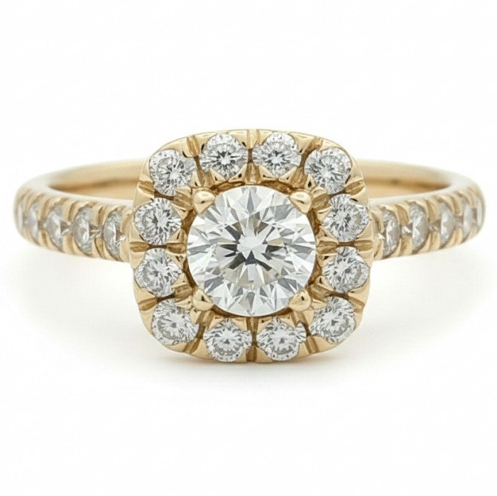 Yellow Gold Halo Engagement Ring with Diamonds (2815)