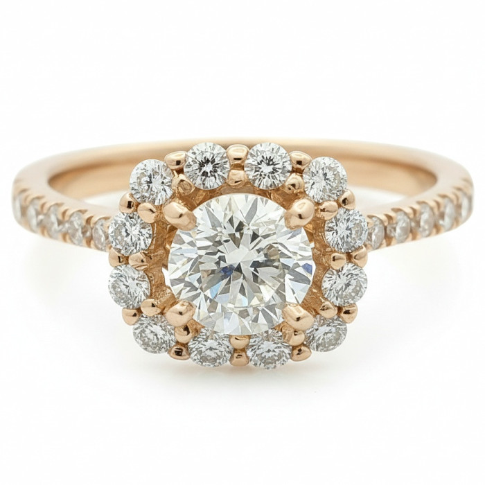 Rose Gold Halo Engagement Ring with Diamonds (2816)
