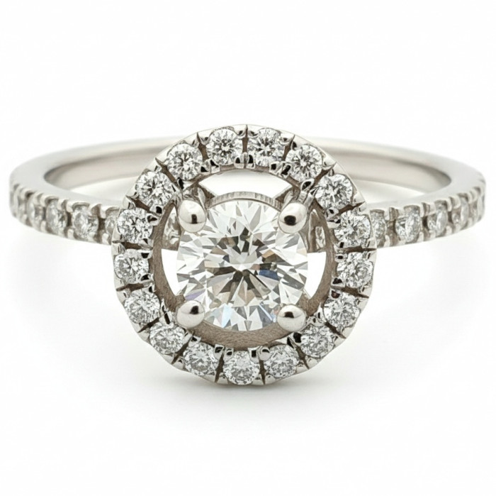 White Gold Halo Engagement Ring with Diamonds (2817)