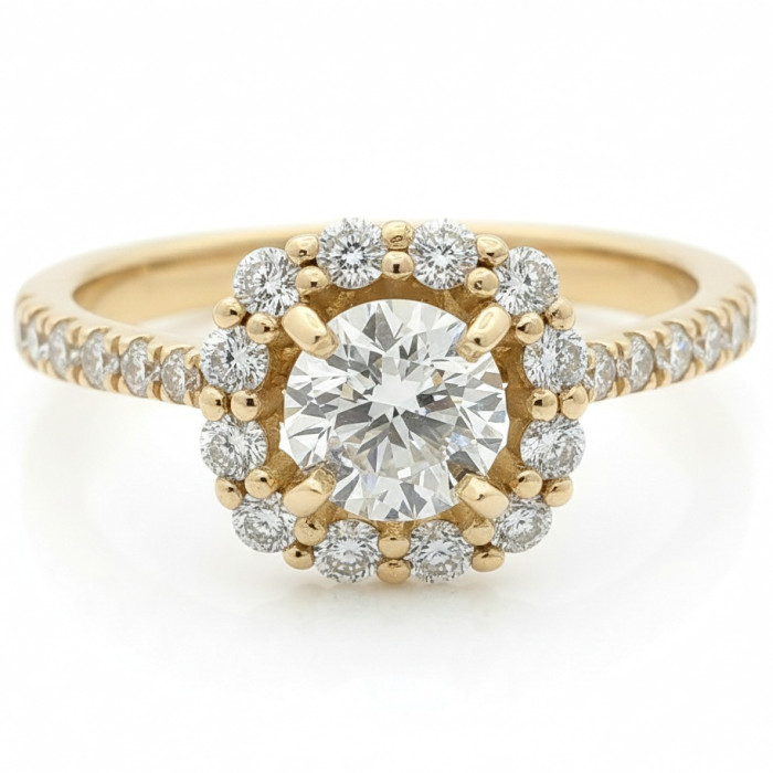 Yellow Gold Halo Engagement Ring with Diamonds (2820)