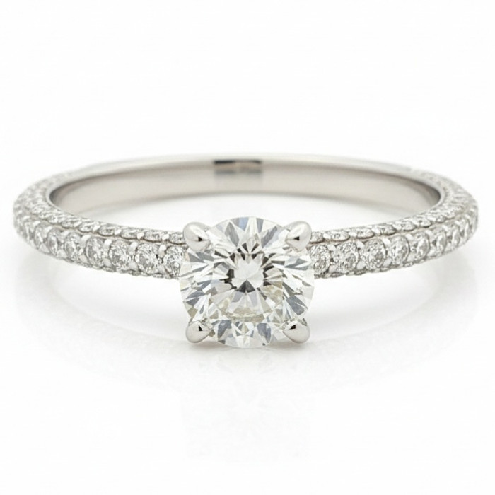 Minimalist white gold engagement ring with diamonds (2826)
