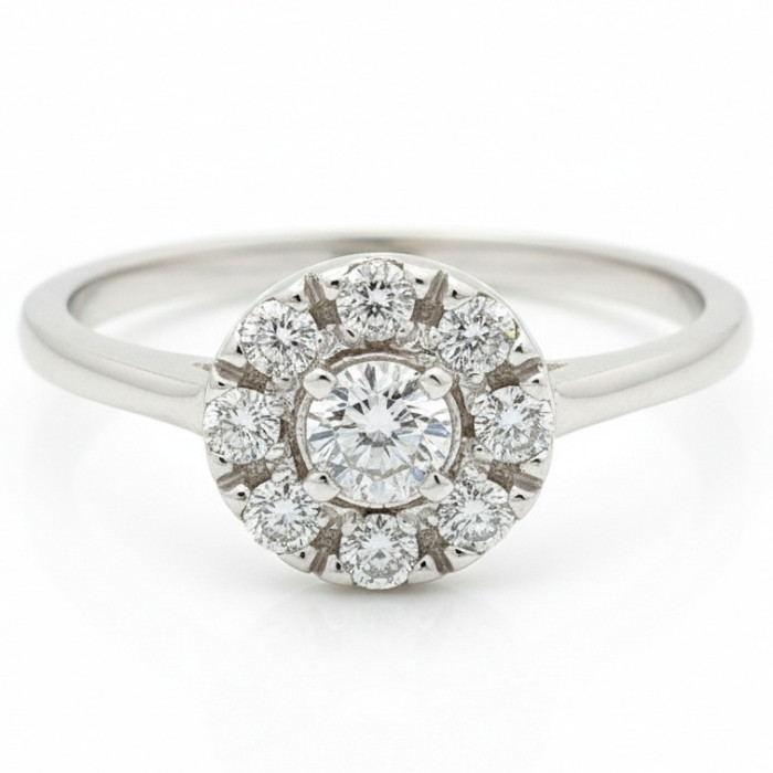 White Gold Halo Engagement Ring with Diamonds (2829)