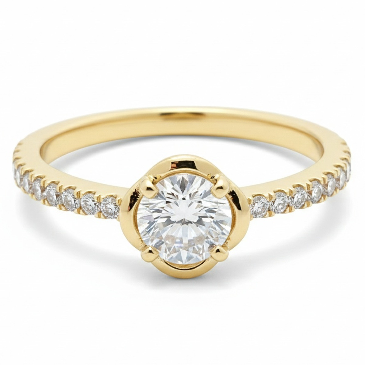 Yellow gold ring with diamonds (2909), Modern engagement rings, Gold type: 585, Item in the photo weight: 2.32 g, Gemstone: Brilliant, Gemstone ct.: 0.40 ct, Gemstone ct.: 0.30-0.69 ct,  Weight of extra gems: 0.25 ct - Jewelry online