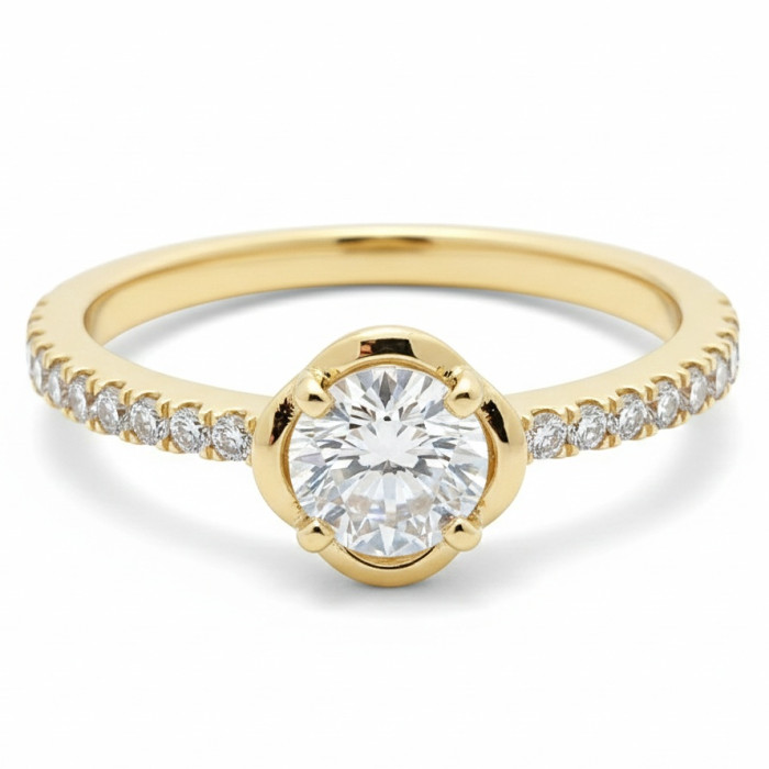 Yellow gold ring with diamonds (2909)