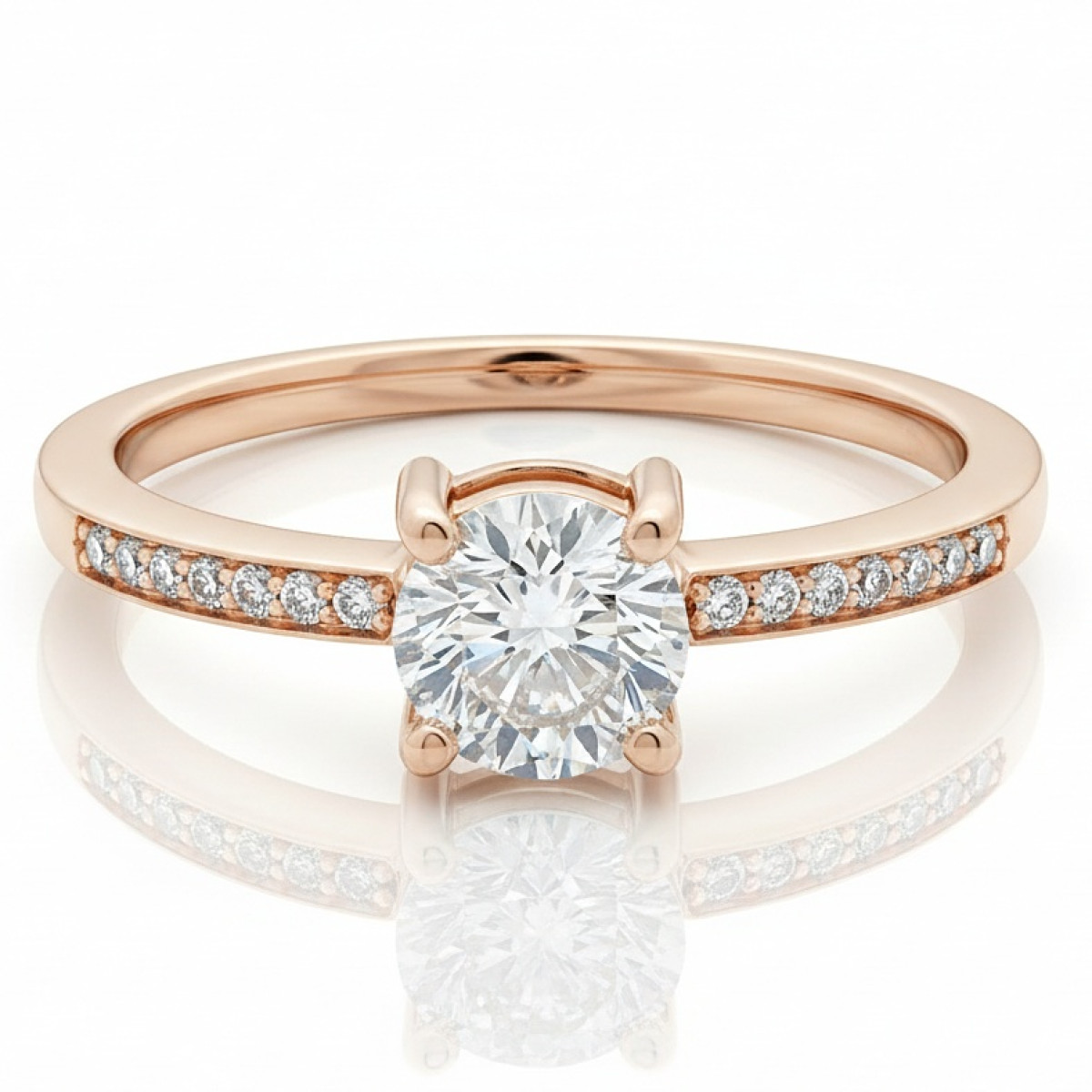 Pink gold engagement ring with diamonds (2916), Modern engagement rings, Gold type: 585, Item in the photo weight: 1.75 g, Gemstone: Brilliant, Gemstone ct.: 0.40 ct, Gemstone ct.: 0.30-0.69 ct,  Weight of extra gems: 0.06 ct - Jewelry online