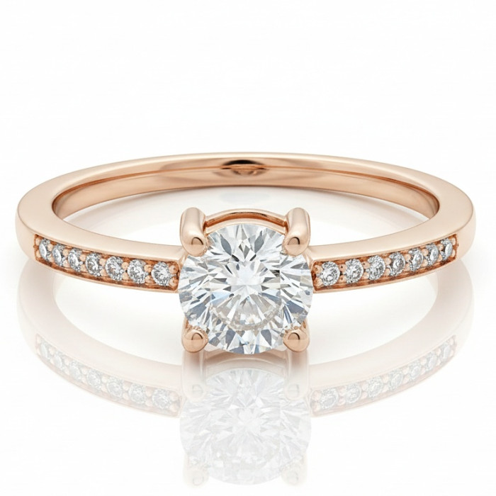 Pink gold engagement ring with diamonds (2916)