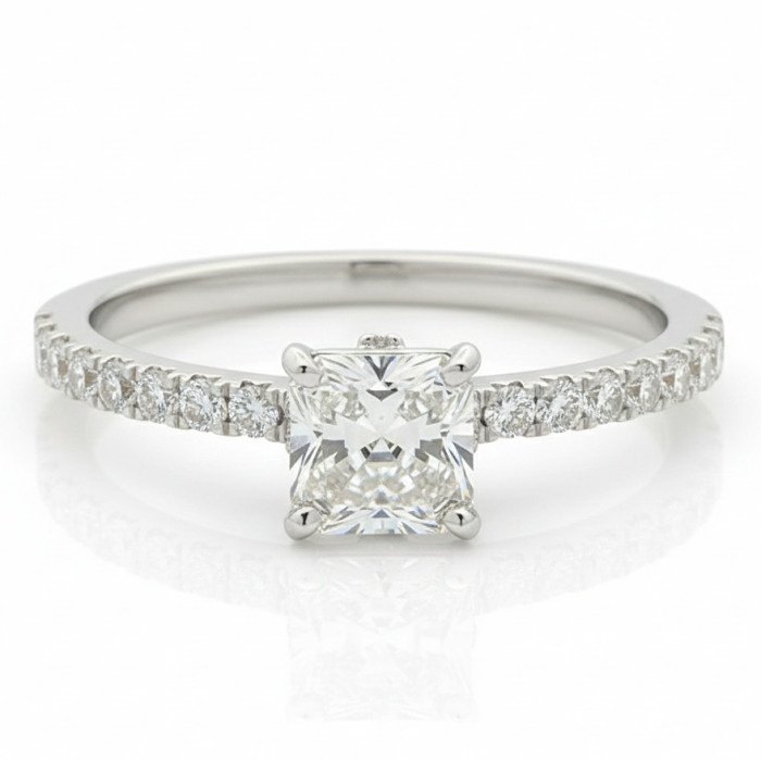 White gold modern engagement ring with diamonds (2918)