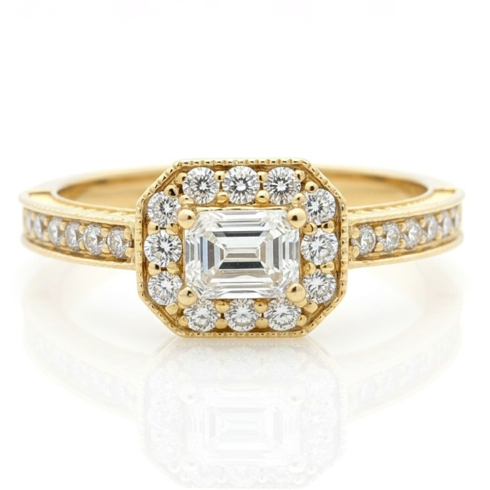 Yellow Gold Halo Engagement Ring with Diamonds (2943)