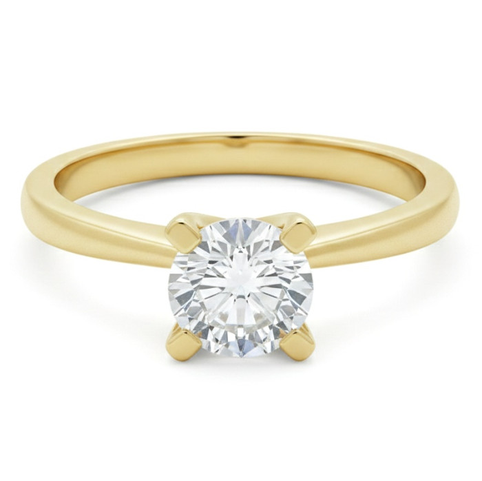 Klasisks saderināšanās gredzens no dzeltena zelta ar aci (1375)