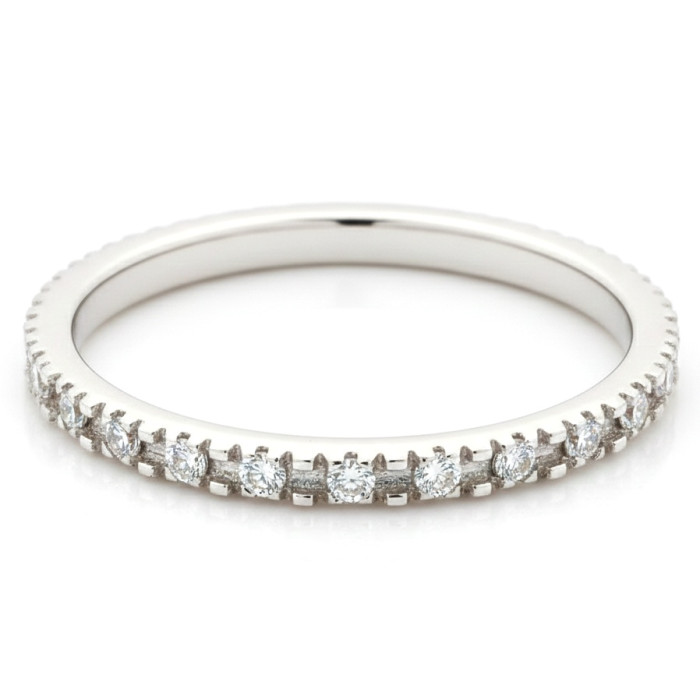 Baltā zelta gredzens ar cirkonija actiņām (1437)