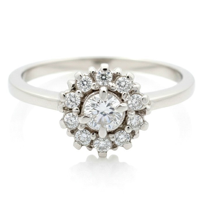 Baltā zelta saderināšanās gredzens ar ziedu (1439)