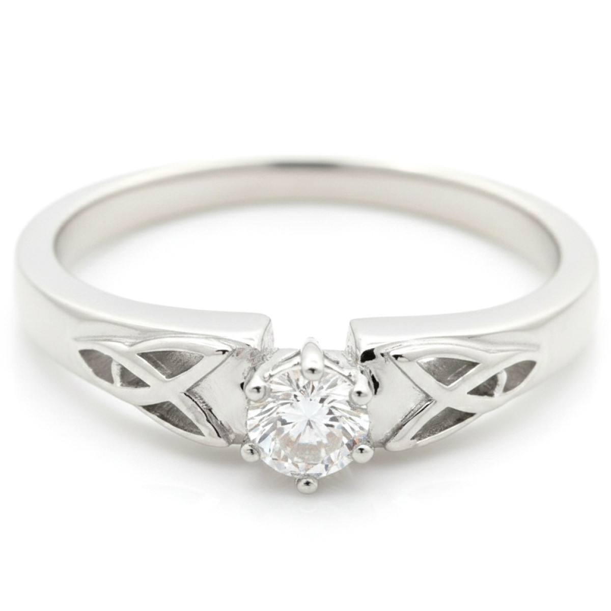 Baltā zelta gredzens ar aci (1543), Ar acīm, Zelta standarts: 585, Produkta foto svars: 3.15 g, Dārgakmeņi: Cirkons - Rotājumlietas internetā