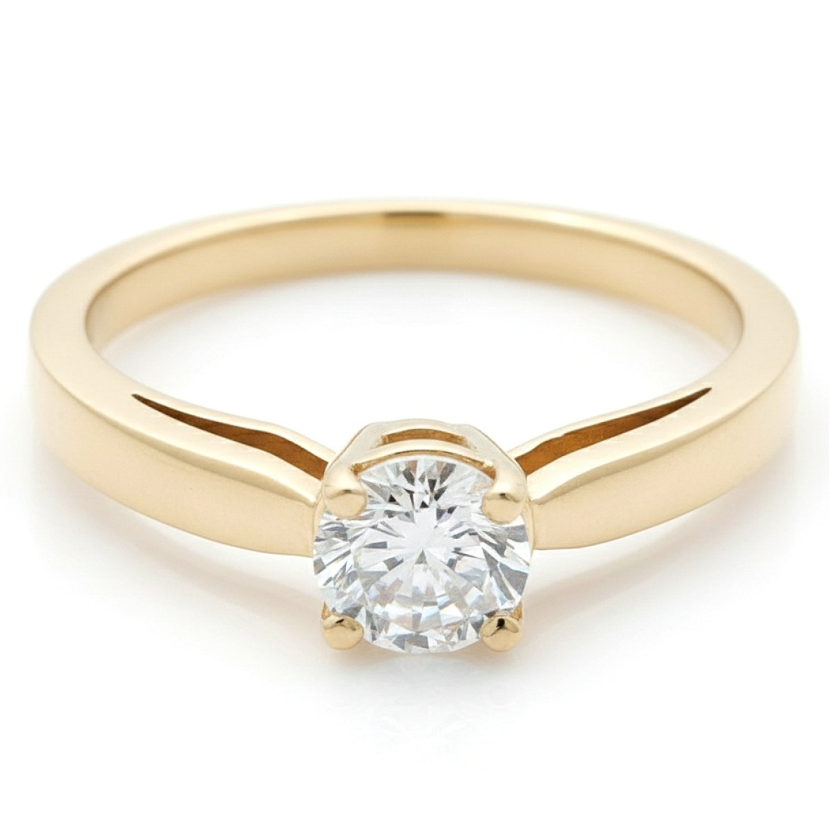 Dzeltena zelta saderināšanās gredzens ar cirkonija aci (1560), Ar acīm, Zelta standarts: 585, Produkta foto svars: 3.76 g, Dārgakmeņi: Cirkons - Rotājumlietas internetā