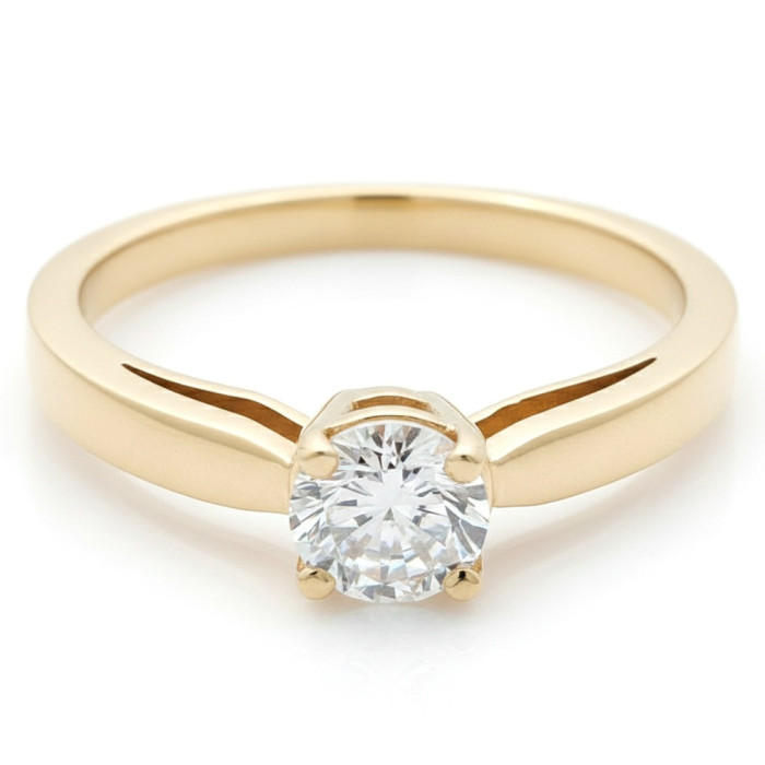 Dzeltena zelta saderināšanās gredzens ar cirkonija aci (1560)