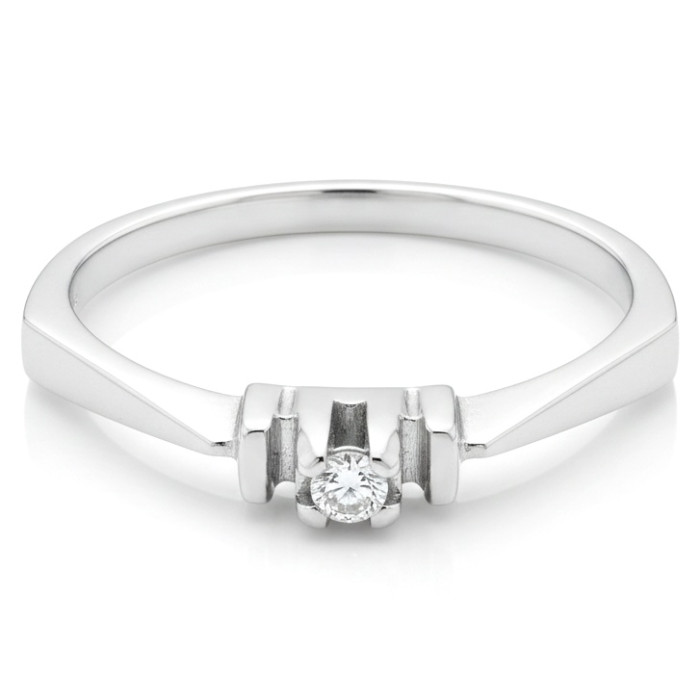 Baltā zelta saderināšanās gredzens ar kristāla akcentu (246)