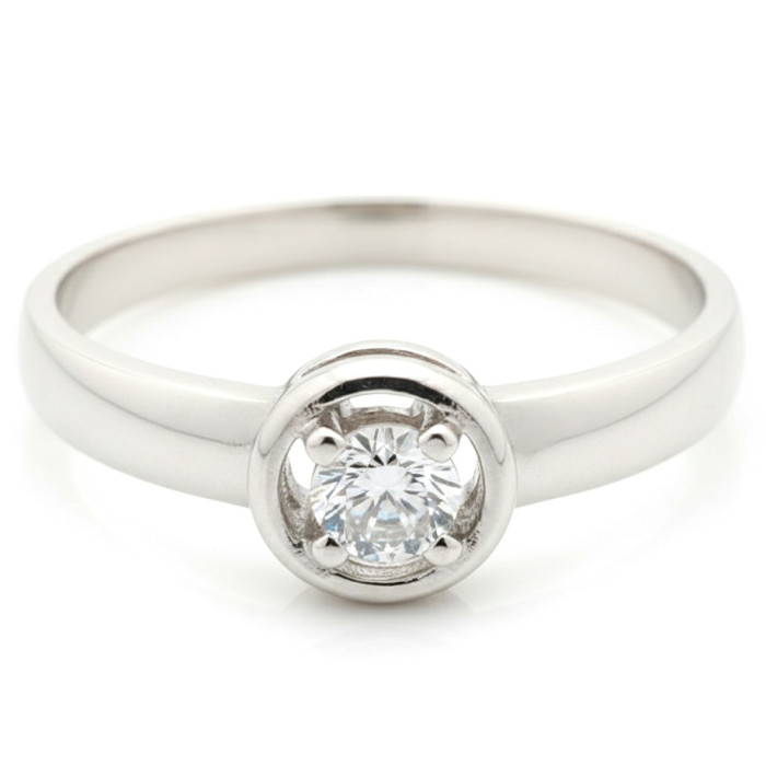 Baltā zelta gredzens ar kristāla actiņu (915)