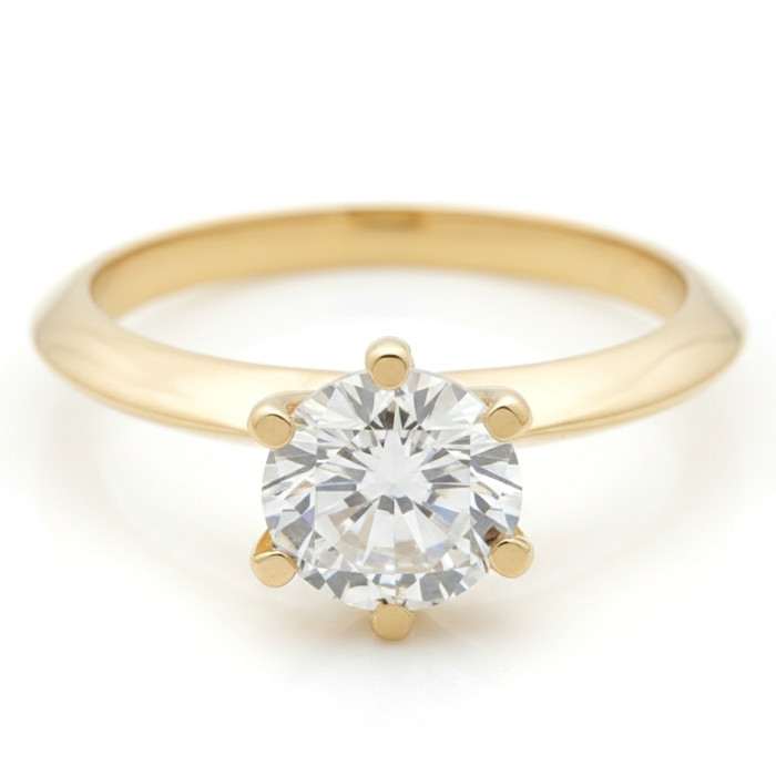 Dzeltena zelta saderināšanās gredzens ar aci (966)