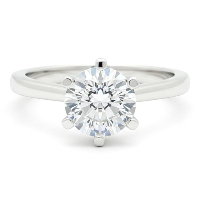 Saderināšanās gredzens no baltā zelta ar lielu kristāla actiņu (968)