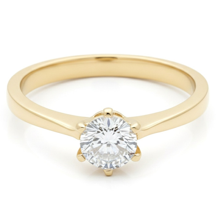 Klasisks saderināšanās gredzens no dzeltenā zelta ar actiņu (980)