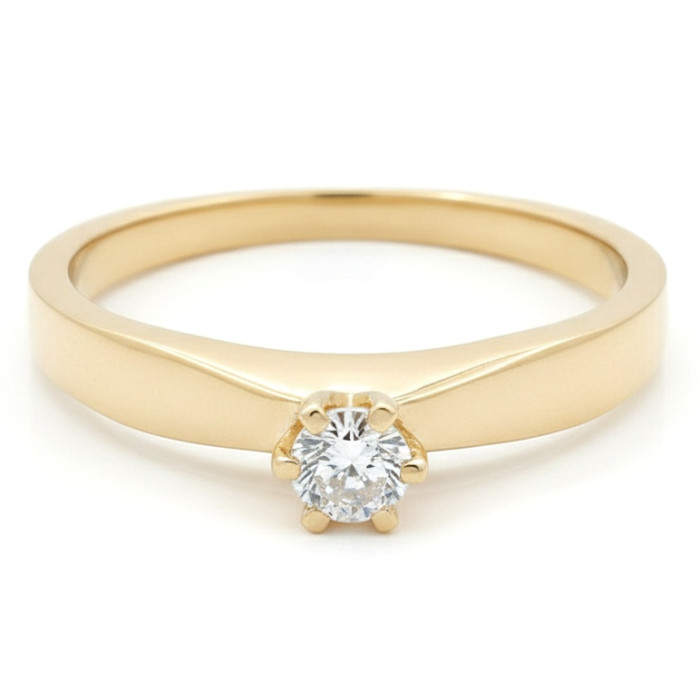 Yellow gold ring with rhinestone accent (1644)