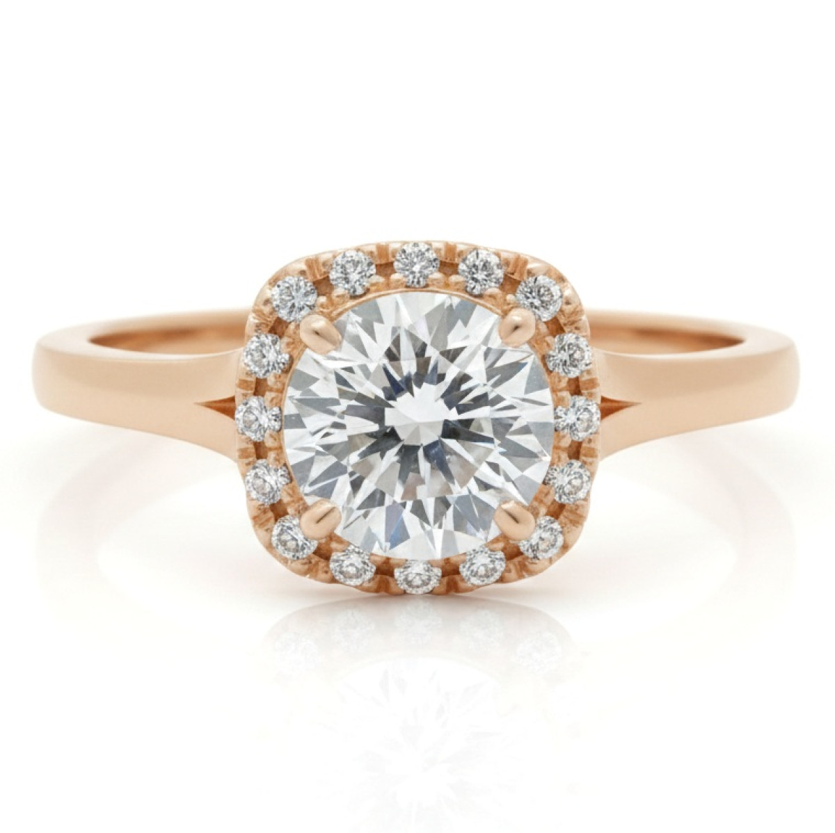 Gold Halo Ring with rhinestone eyelets (1860), With Gemstones, Gold type: 585, Item in the photo weight: 3.34 g, Gemstone: Zircon - Jewelry online