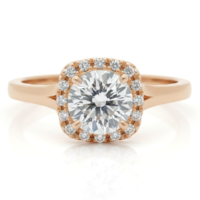 Gold Halo Ring with rhinestone eyelets (1860)