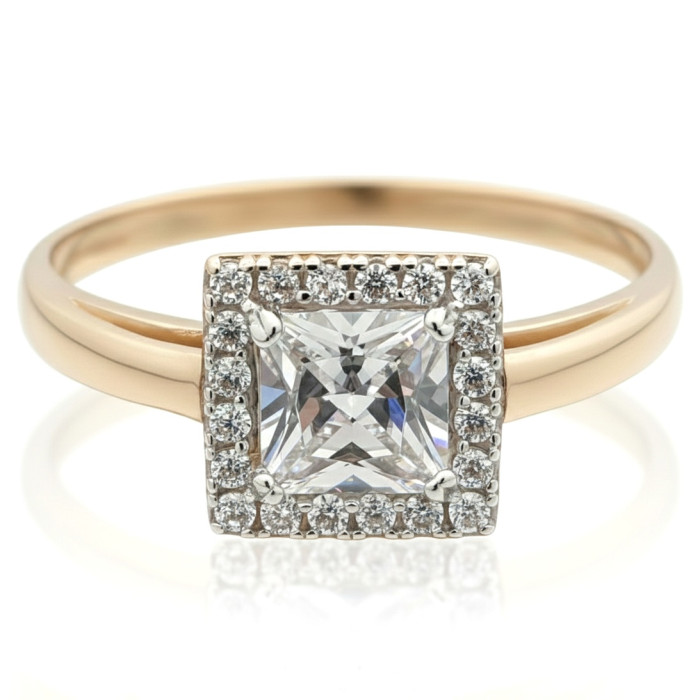 Gold engagement ring with zirconia eyes (1949)