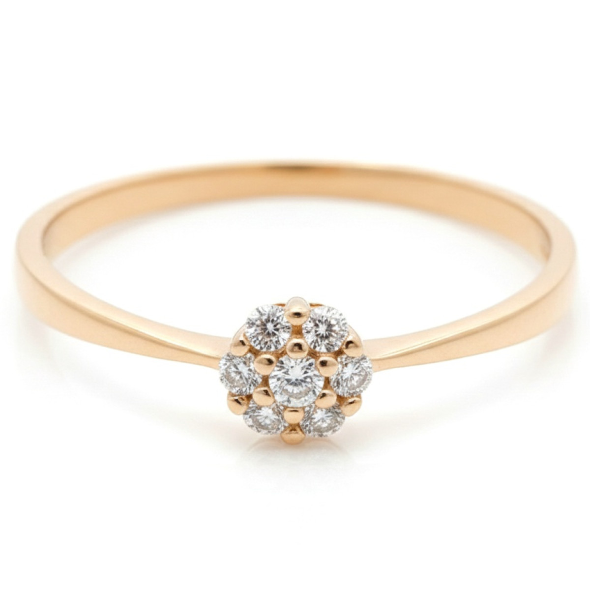 Gold ring with zirconia eyes "Flower" (1961), With Gemstones, Gold type: 585, Item in the photo weight: 1.06 g, Gemstone: Zircon - Jewelry online