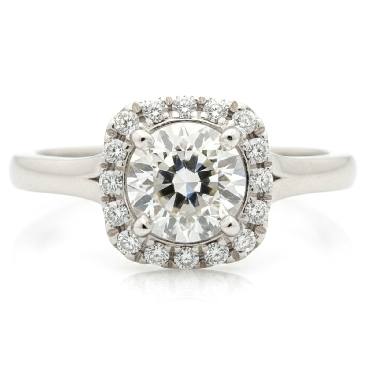 White Gold Engagement Ring (2291), Halo, Gold type: 585, Item in the photo weight: 3.72 g, Gemstone: Brilliant, Gemstone ct.: 0.70-1.50 ct, Gemstone ct.: 1.00 ct (IGI sertifikatas),  Weight of extra gems: 0.16 ct - Jewelry online