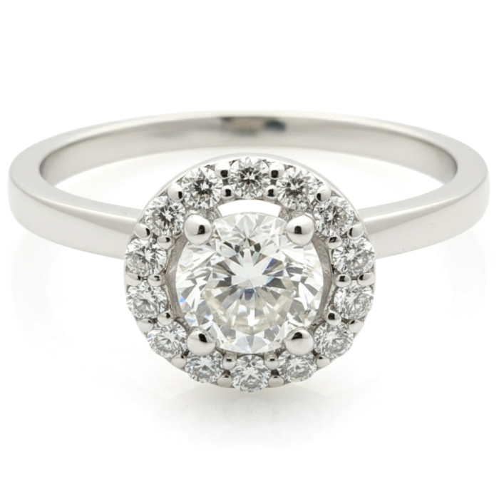 White Gold Halo Engagement Ring with Diamonds (2575)