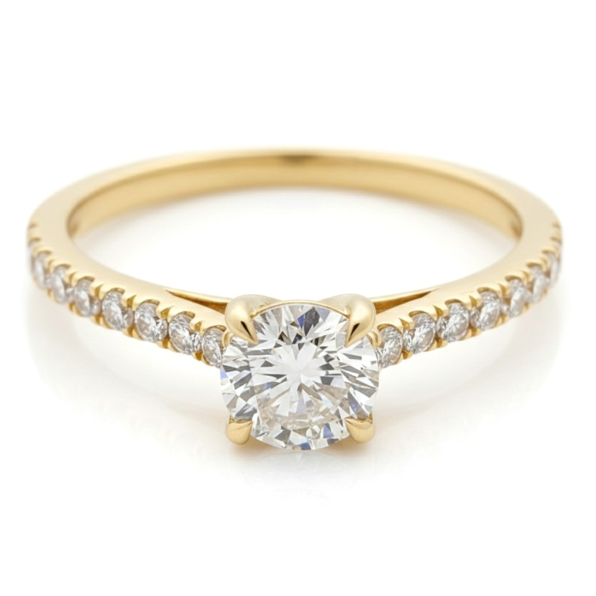 Yellow gold engagement ring with diamonds (2912), Modern engagement rings, Gold type: 585, Item in the photo weight: 1.85 g, Gemstone: Brilliant, Gemstone ct.: 0.30-0.69 ct, Gemstone ct.: 0.40 ct,  Weight of extra gems: 0.23 ct - Jewelry online